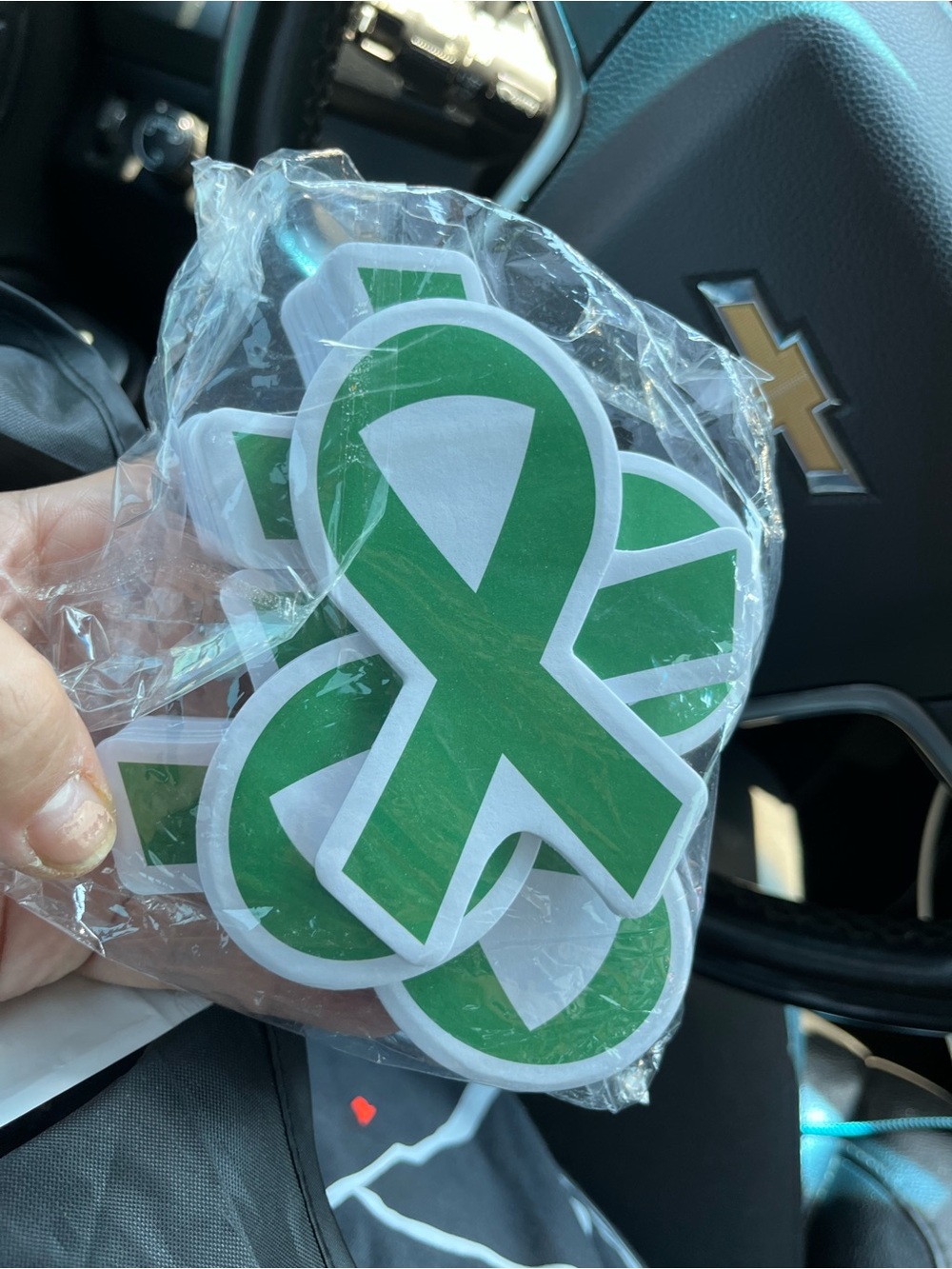 Green Ribbon sticky Notes